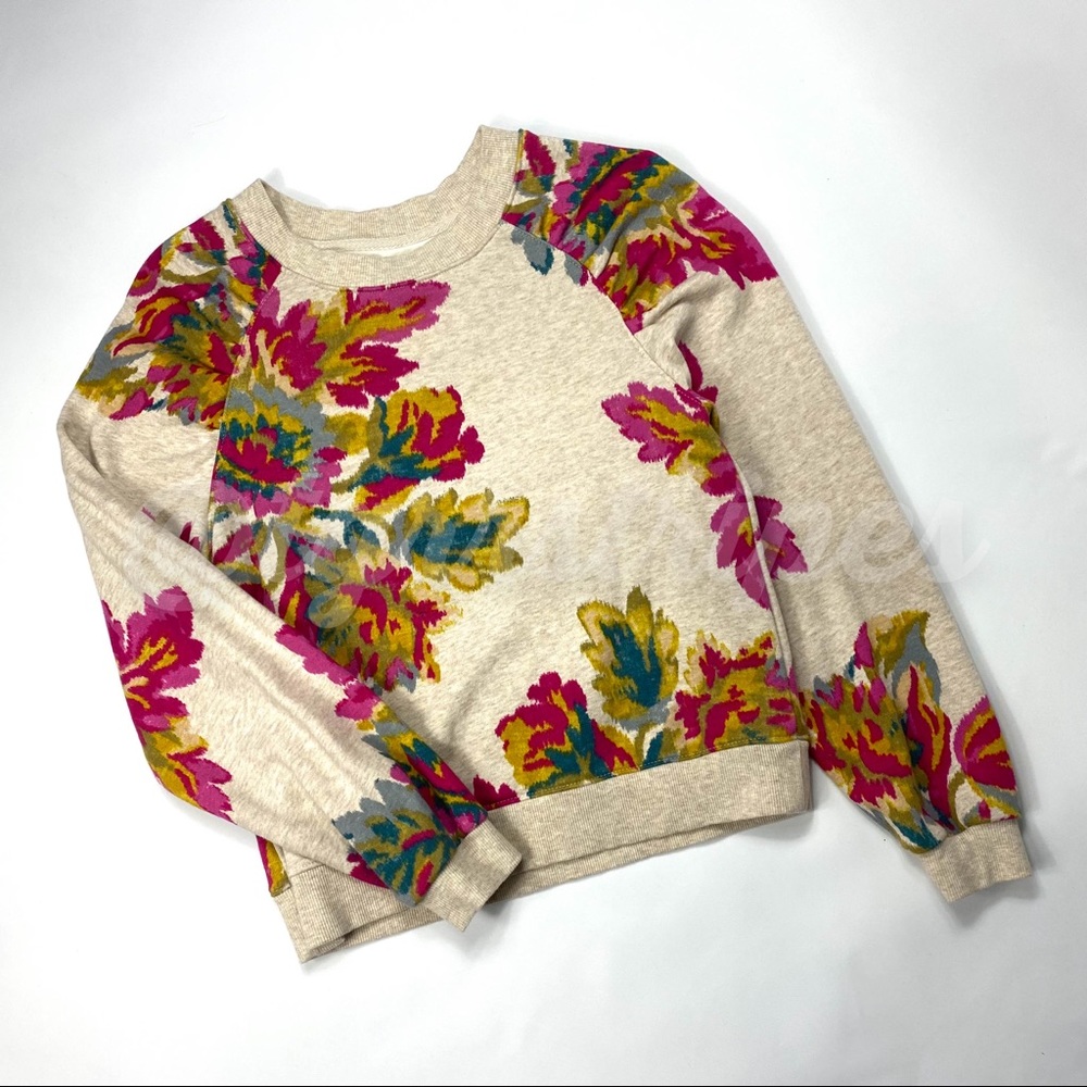 Anthropologie | Saturday Sunday Edita Ruched Floral Sweatshirt